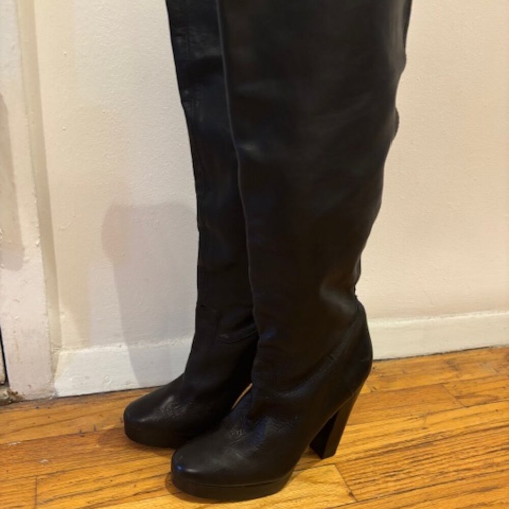ALDO knee high black leather boots size 38